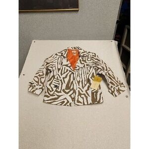 Patrick Christopher Blazer Animal Print Pockets  Orange Lining Size M